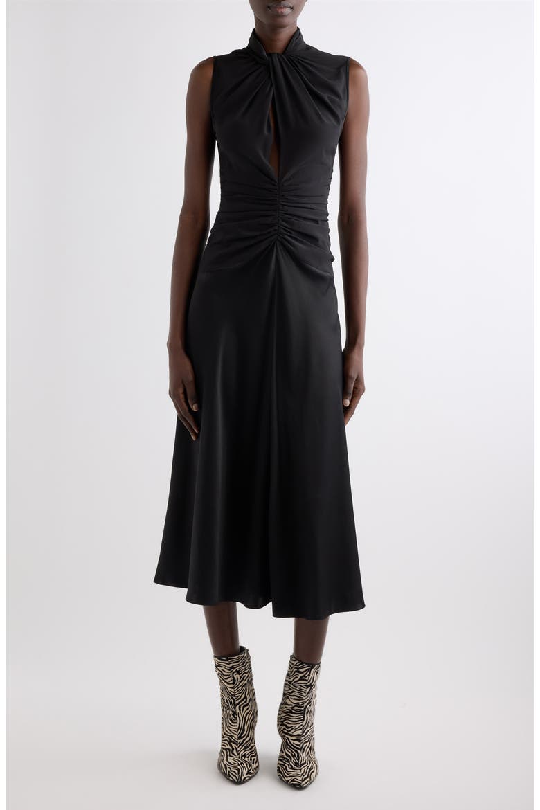 Delfi Silk Midi Dress, Main, color, BLACK