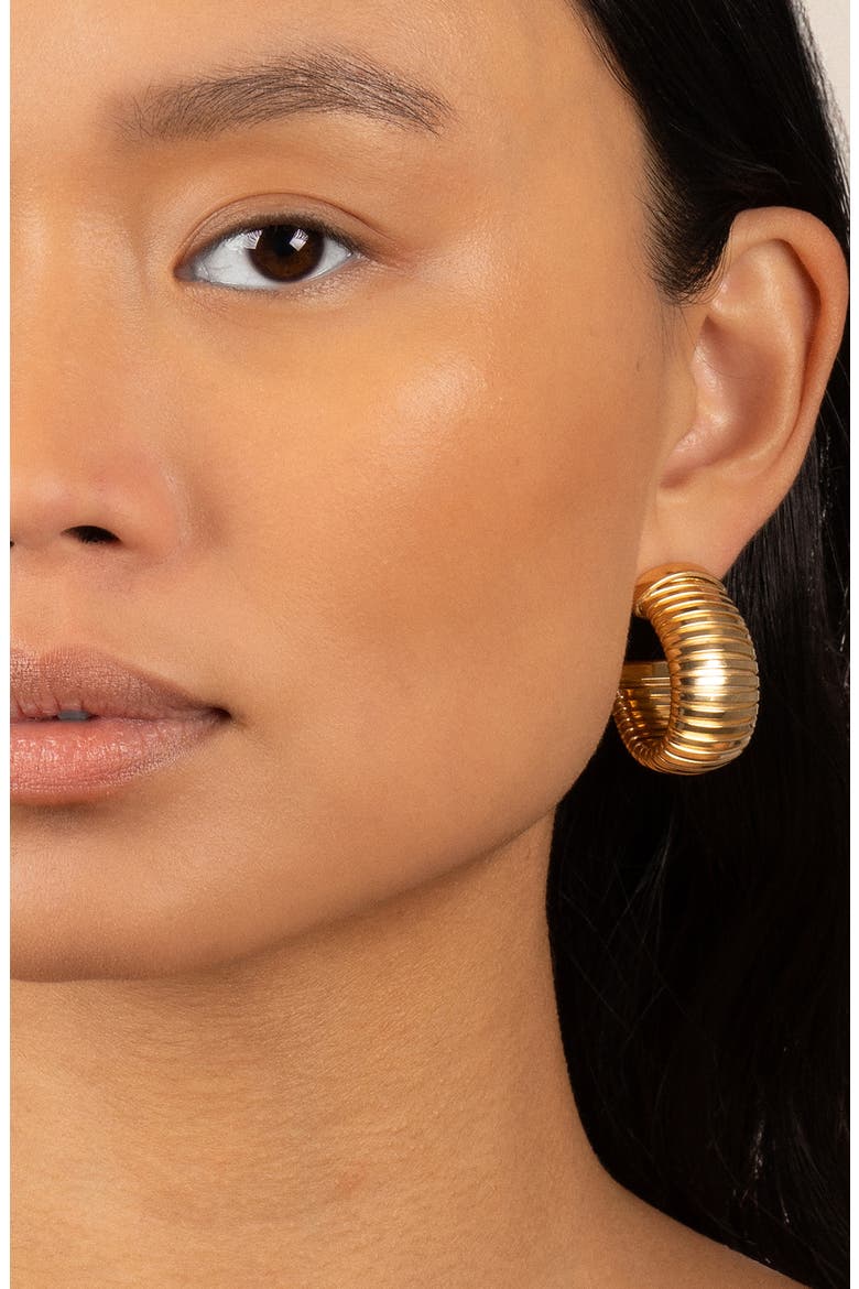 Gaia Oval Hoop Earrings, Alternate, color, YELLOW GOLD