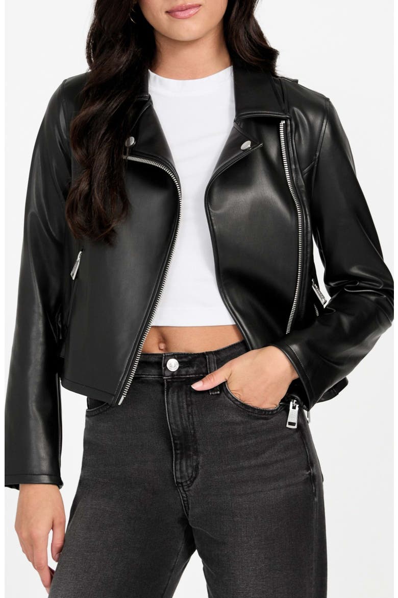 Miko Faux Leather Moto Jacket, Main, color, BLACK