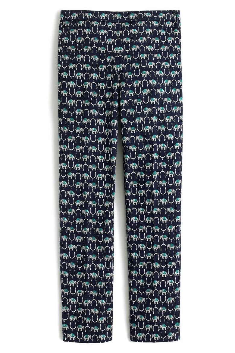 Martie Elephant Print Slim Crop Pants, Alternate, color, BRIGHT NAVY