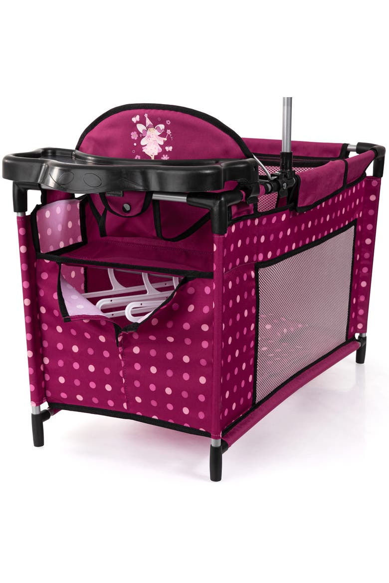 Hot Pink Multibed Playpen For Dolls With Highchair & Mobile, Alternate, color, Multicolored