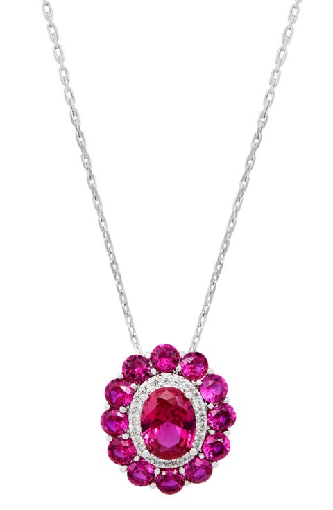 Cubic Zirconia Halo Pendant Necklace