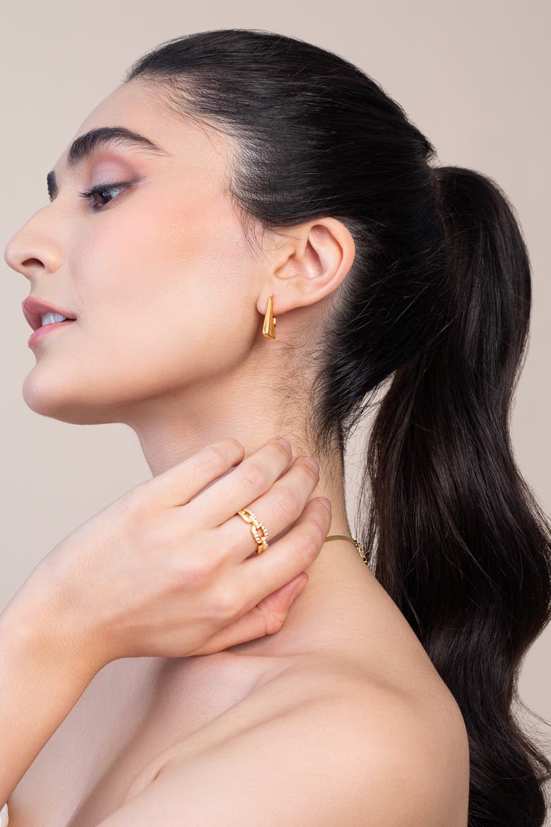 Studded Twist Chain Ring, Alternate, color, Gold
