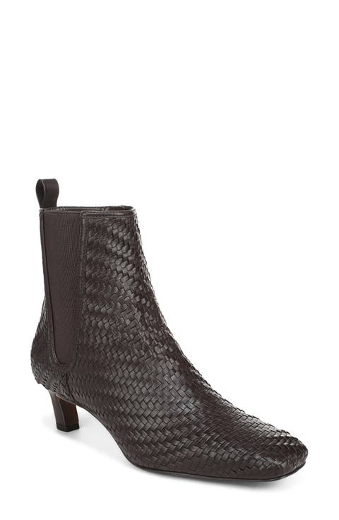 Peony Weave Leather Bootie