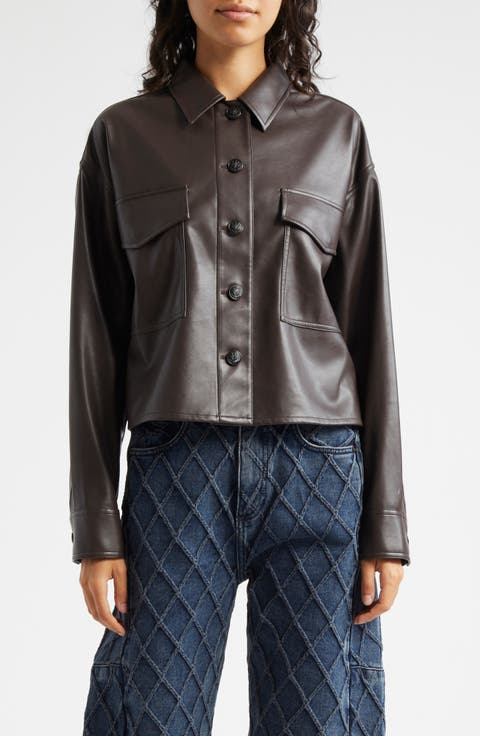 Jaiden Faux Leather Shirt Jacket
