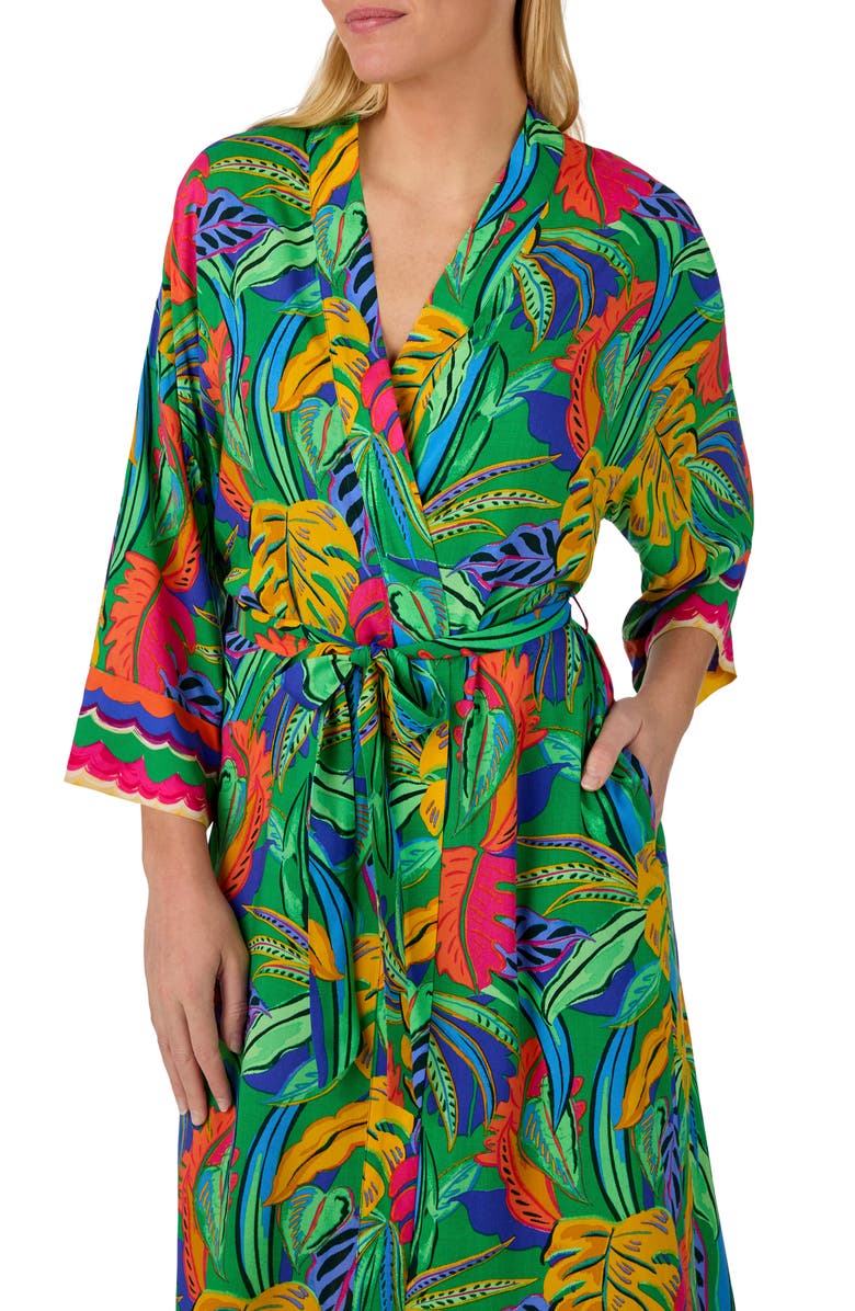 Room Service Pjs Print Longline Robe, Alternate, color, Green Multi