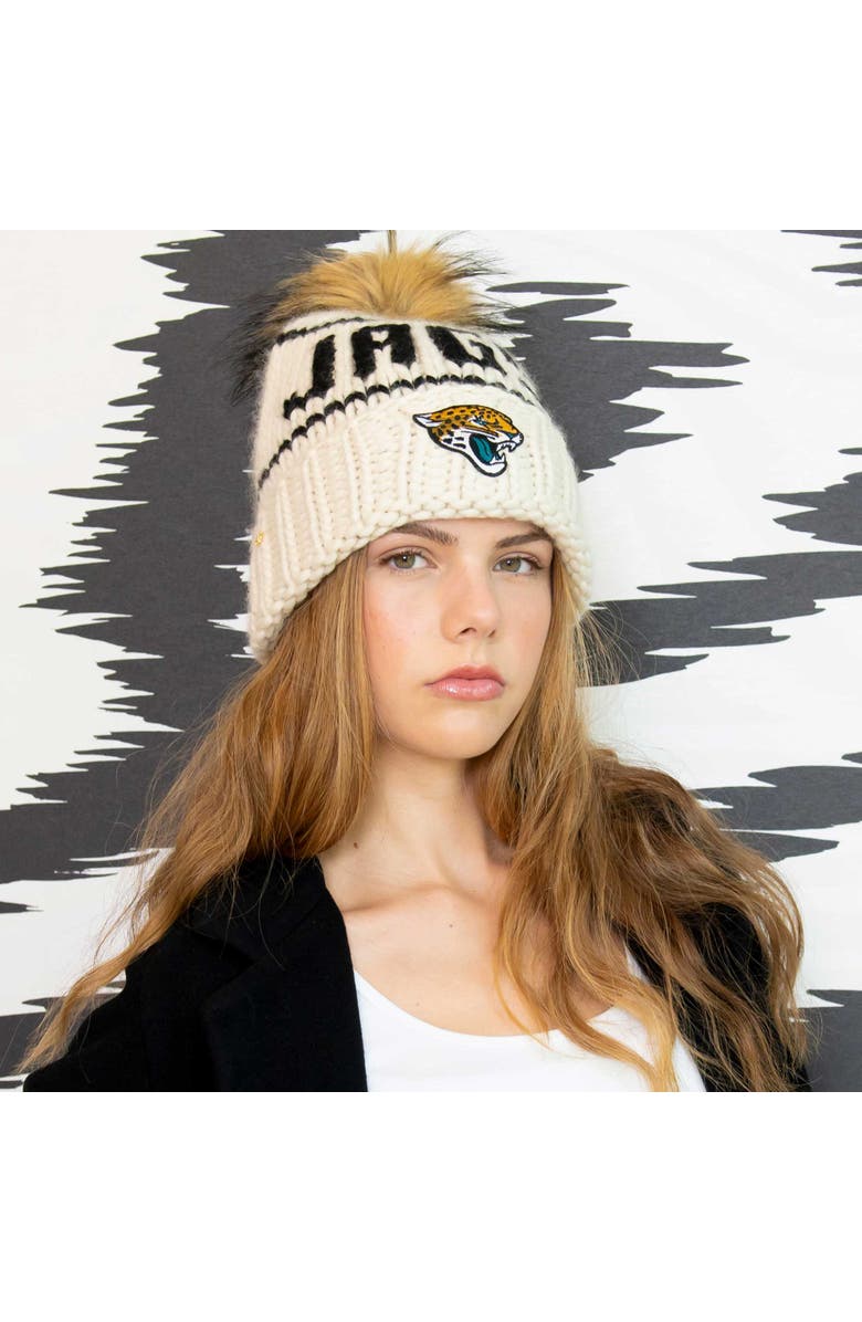 Lele Sadoughi White Jags Nfl Beanie With Faux Fur Pom, Alternate, color, White 100