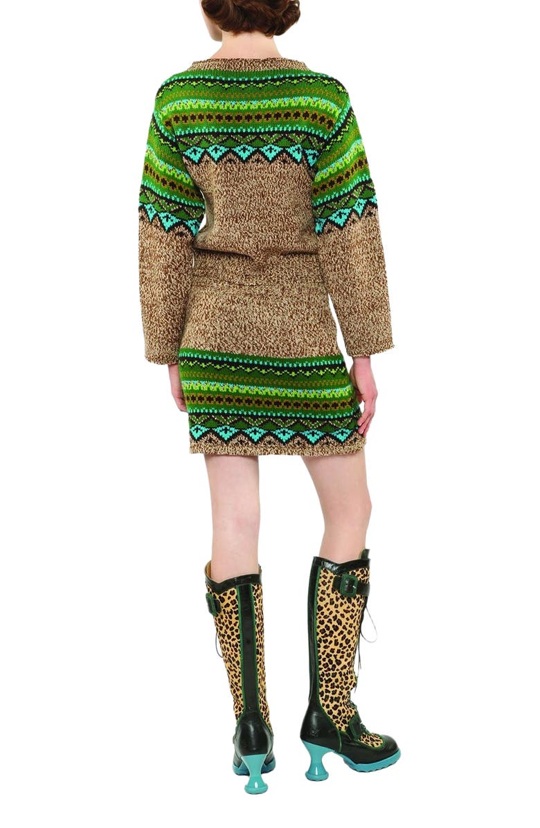 Anna Sui Fair Isle Mini Skirt, Alternate, color, Teal Multi