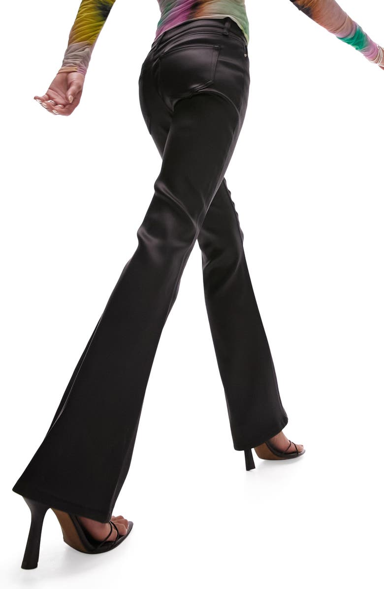 Topshop Coated Bootcut Jeans, Alternate, color,