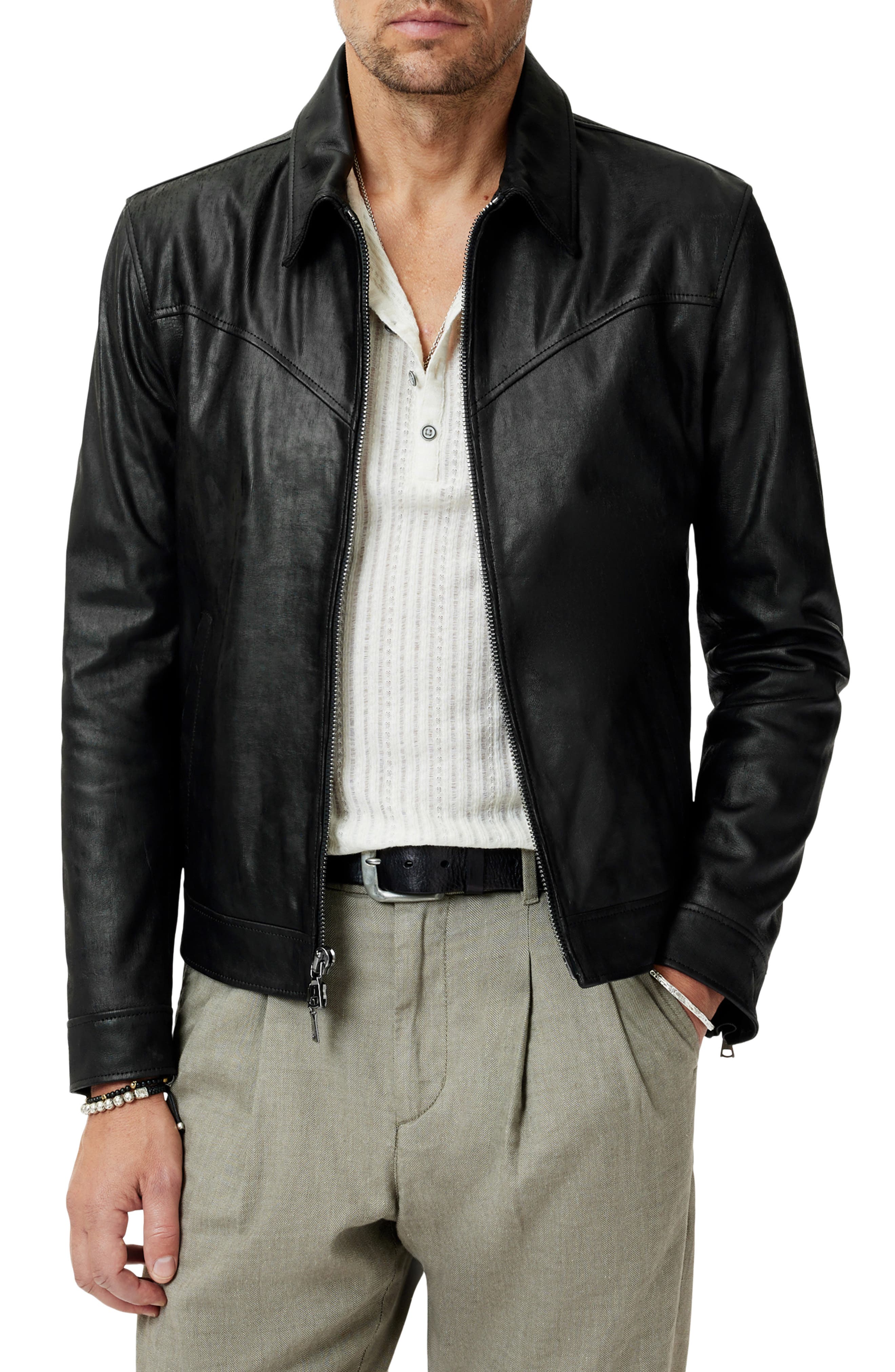 West Sheepskin Leather Zip-Up Moto Jacket (Men) | Nordstrom