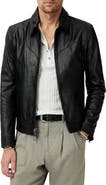 John Varvatos West Sheepskin Leather Zip-Up Moto Jacket