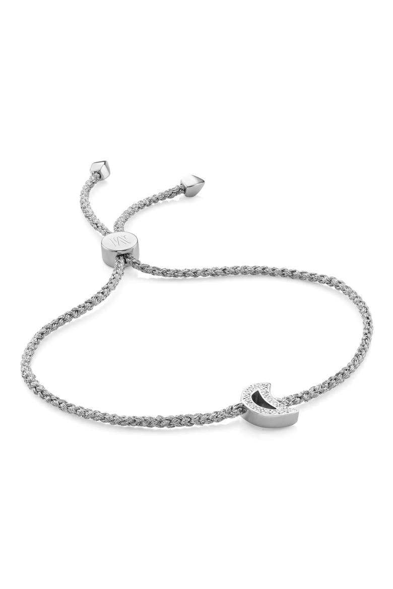 Alphabet Moon Diamond Friendship Bracelet (Nordstrom Exclusive), Main, color, SILVER/ DIAMOND