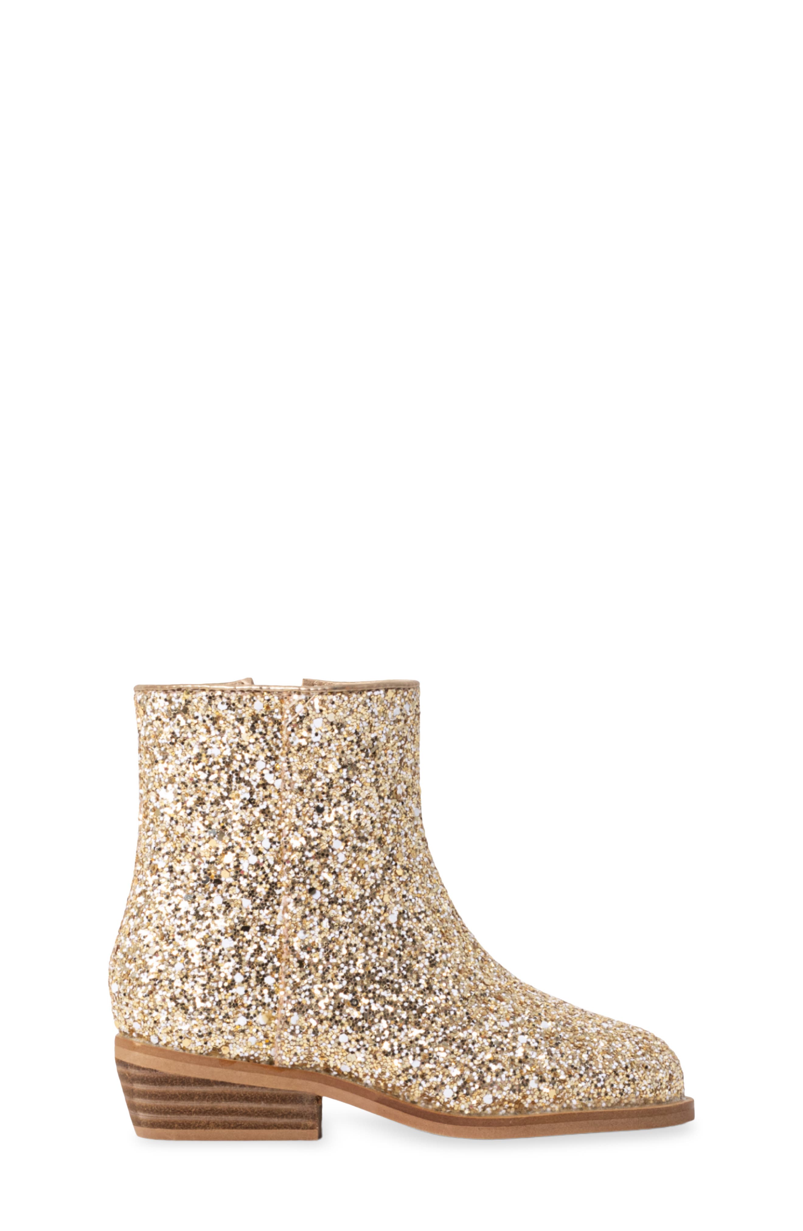 Kids' Glitter Bootie, Alternate, color, GOLD SPARKLE