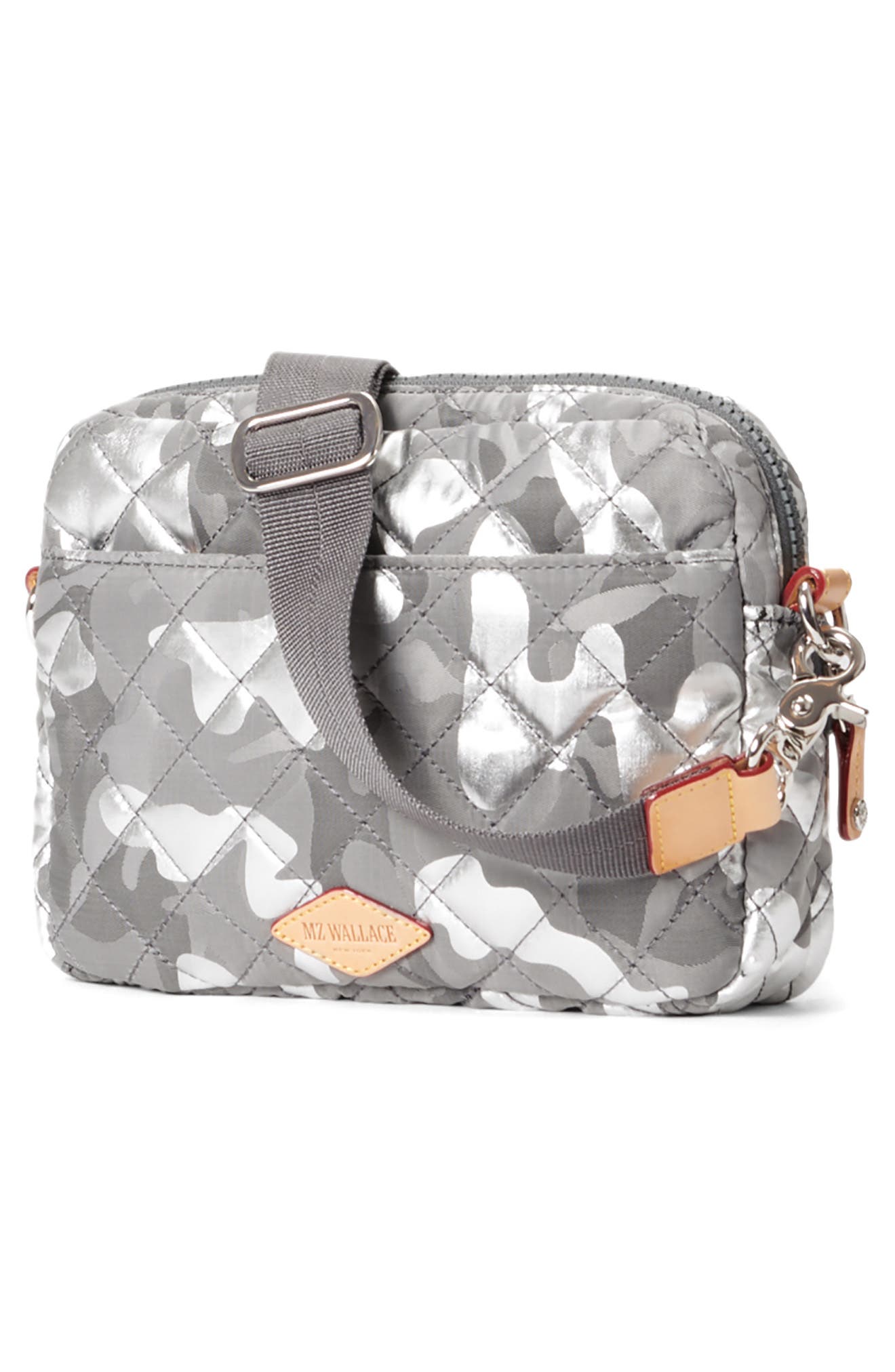 MZ Wallace Small Metro Quilted Nylon Camera Bag, Alternate, color, Silver Metallic Camo