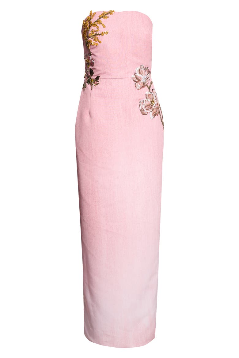 Strapless Faille Column Gown, Alternate, color, BLUSH
