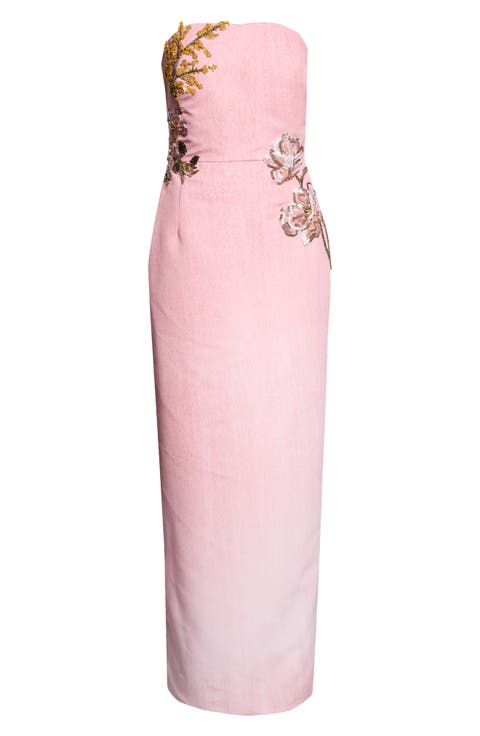 Strapless Faille Column Gown