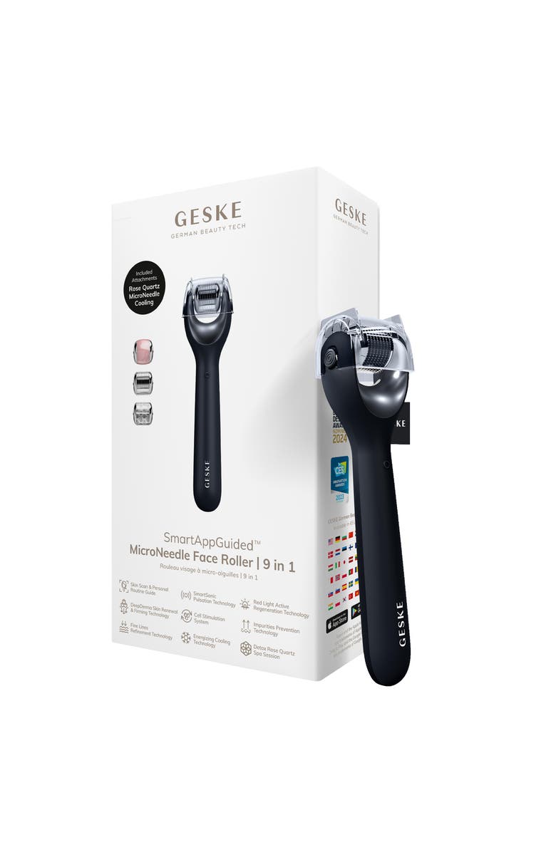 GESKE SmartAppGuided MicroNeedle Face Roller | 9 in 1, Main, color, Black
