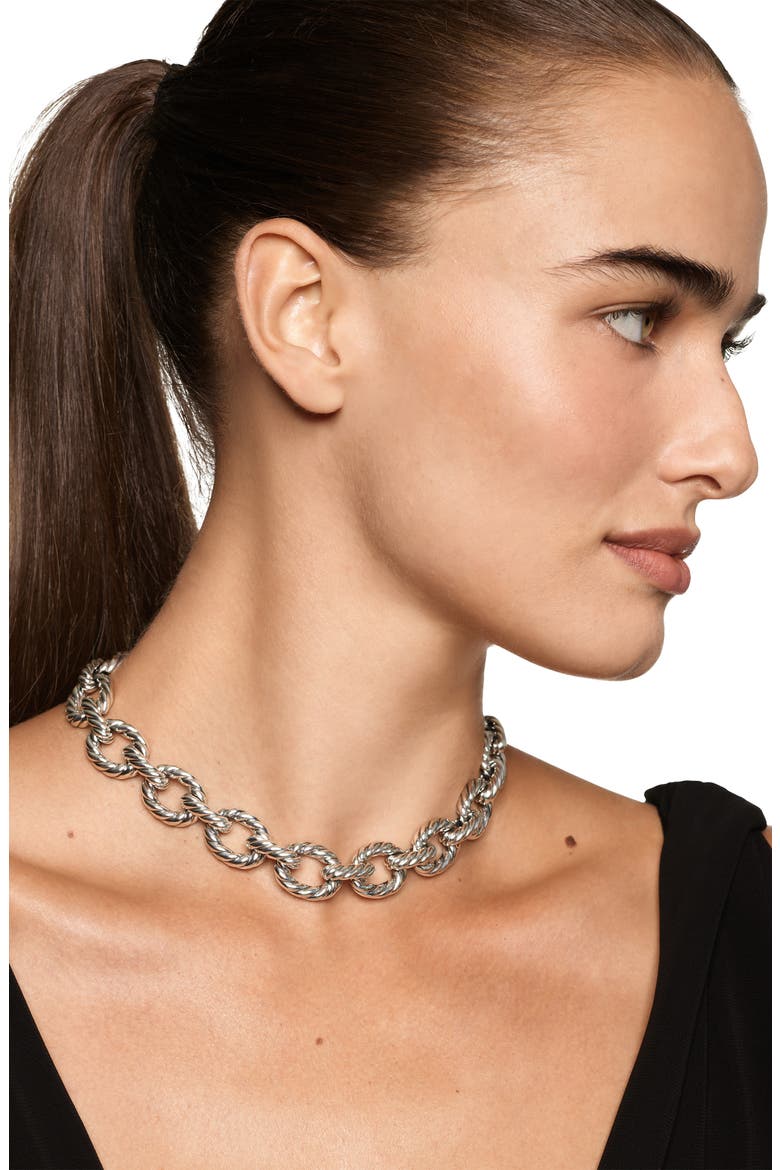 Sculpted Cable Oval Link Necklace, Alternate, color, SILVER