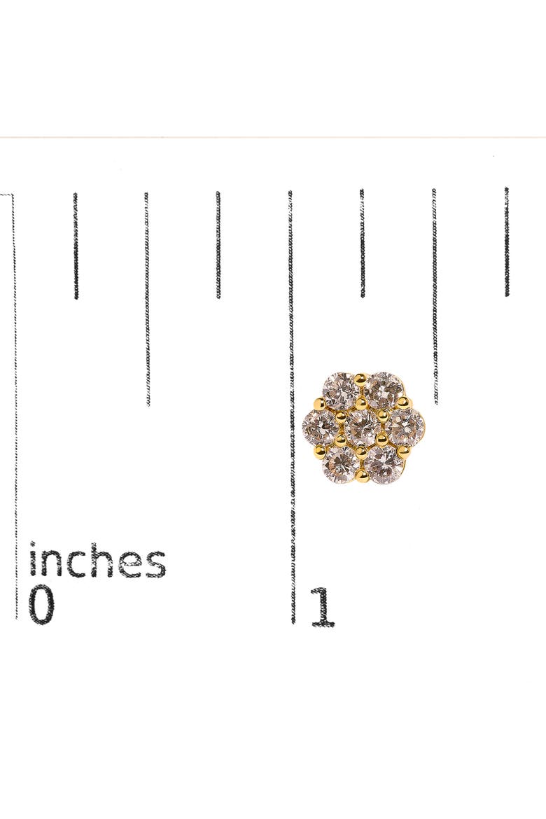 14K White Gold 3.0 Cttw Diamond Floral Cluster Stud Earring, Alternate, color, Yellow