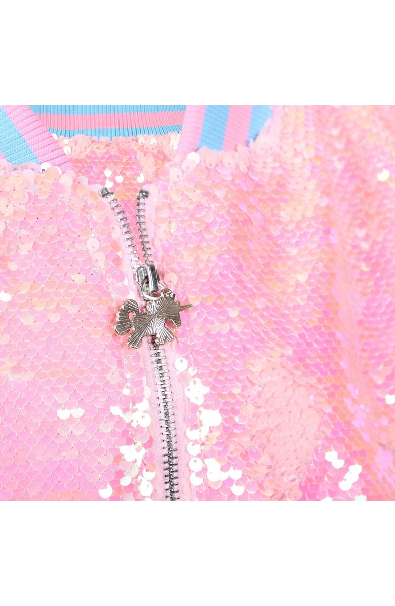 Lola + The Boys Pretty in Pink Unicorn Sequin Bomber, Alternate, color, Pink