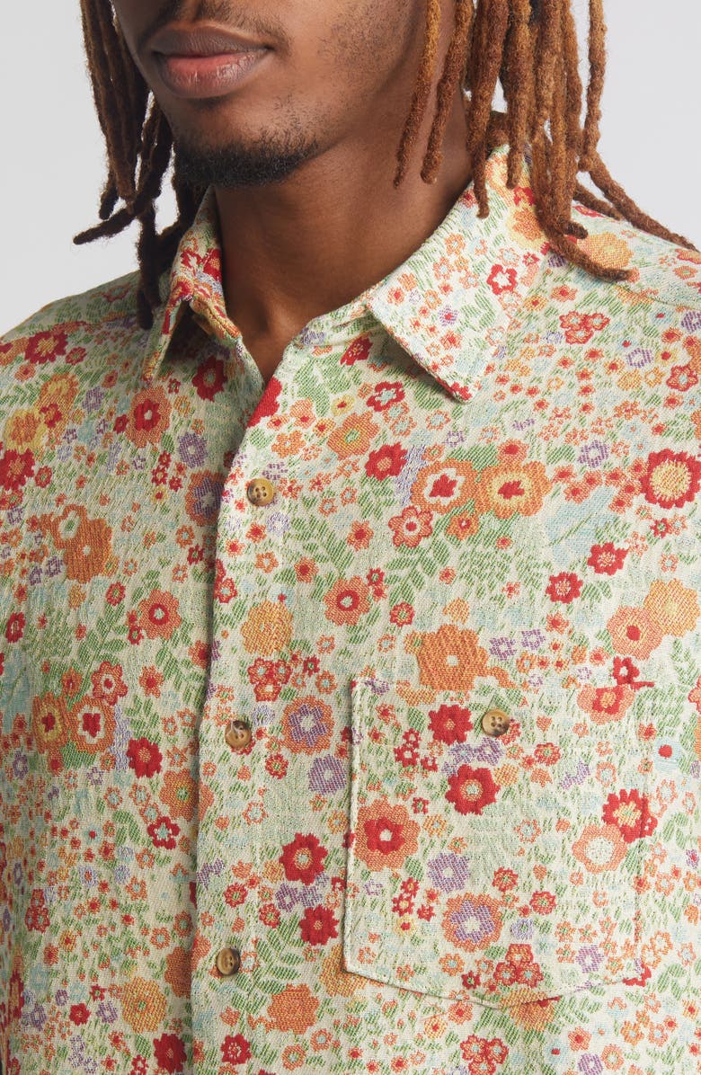 Percival Clerk Floral Jacquard Short Sleeve Cotton Button-Up Shirt, Alternate, color,