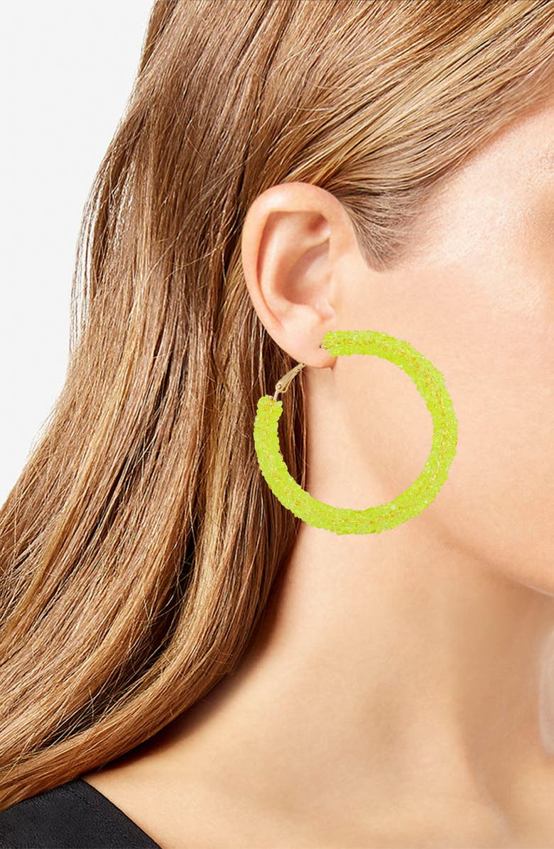 GUESS Beaded Hoop Earrings, Alternate, color, 