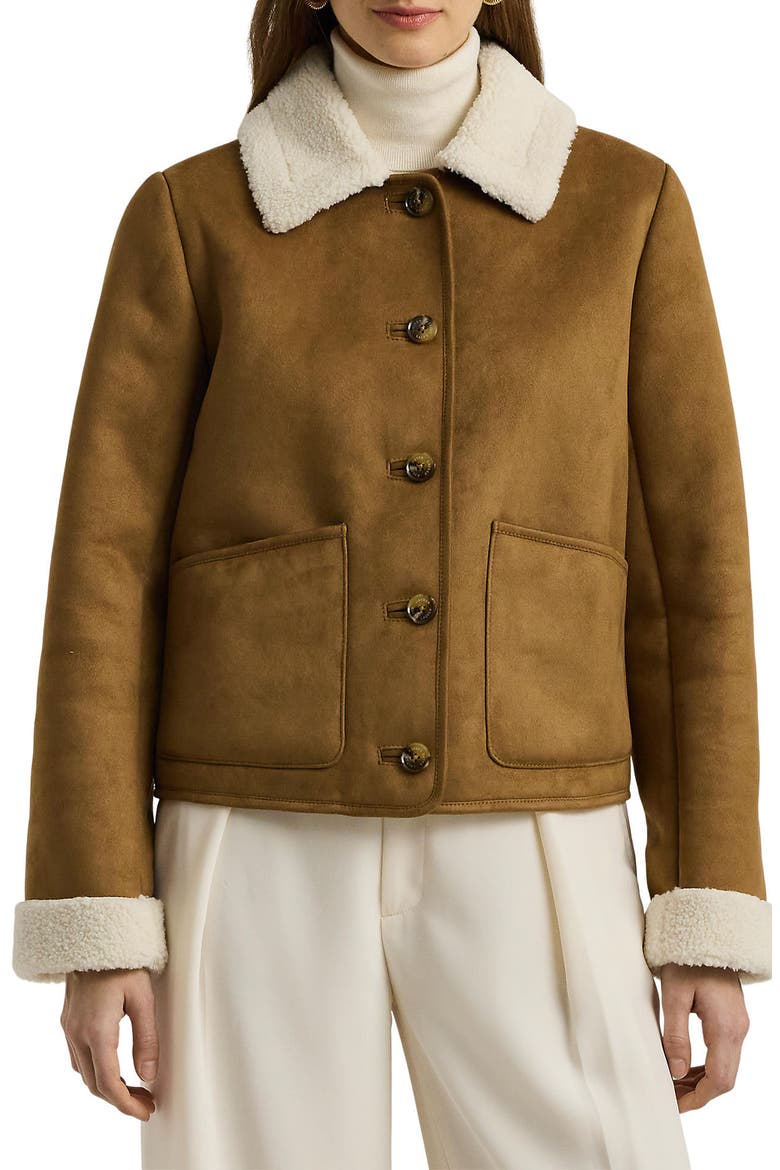 Faux Shearling Jacket, Main, color, CAMEL BEIGE