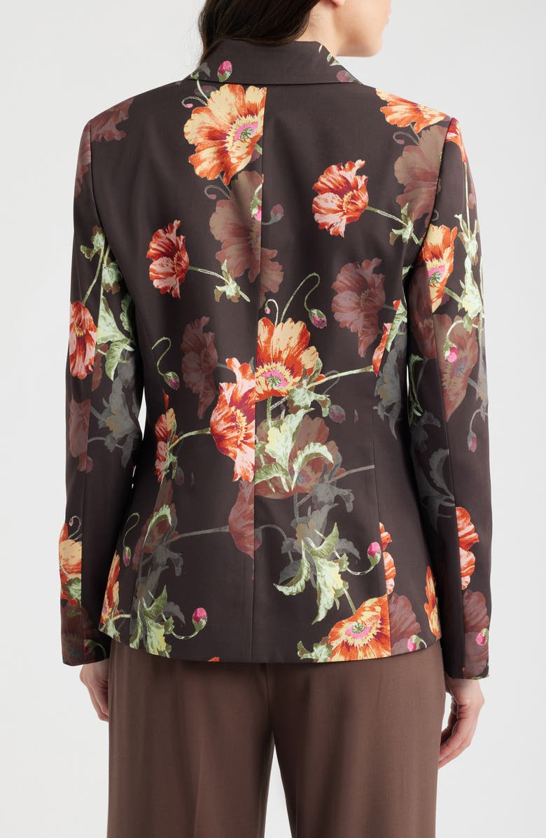 Tahari ASL Print Sateen Blazer, Alternate, color, Espresso Floral