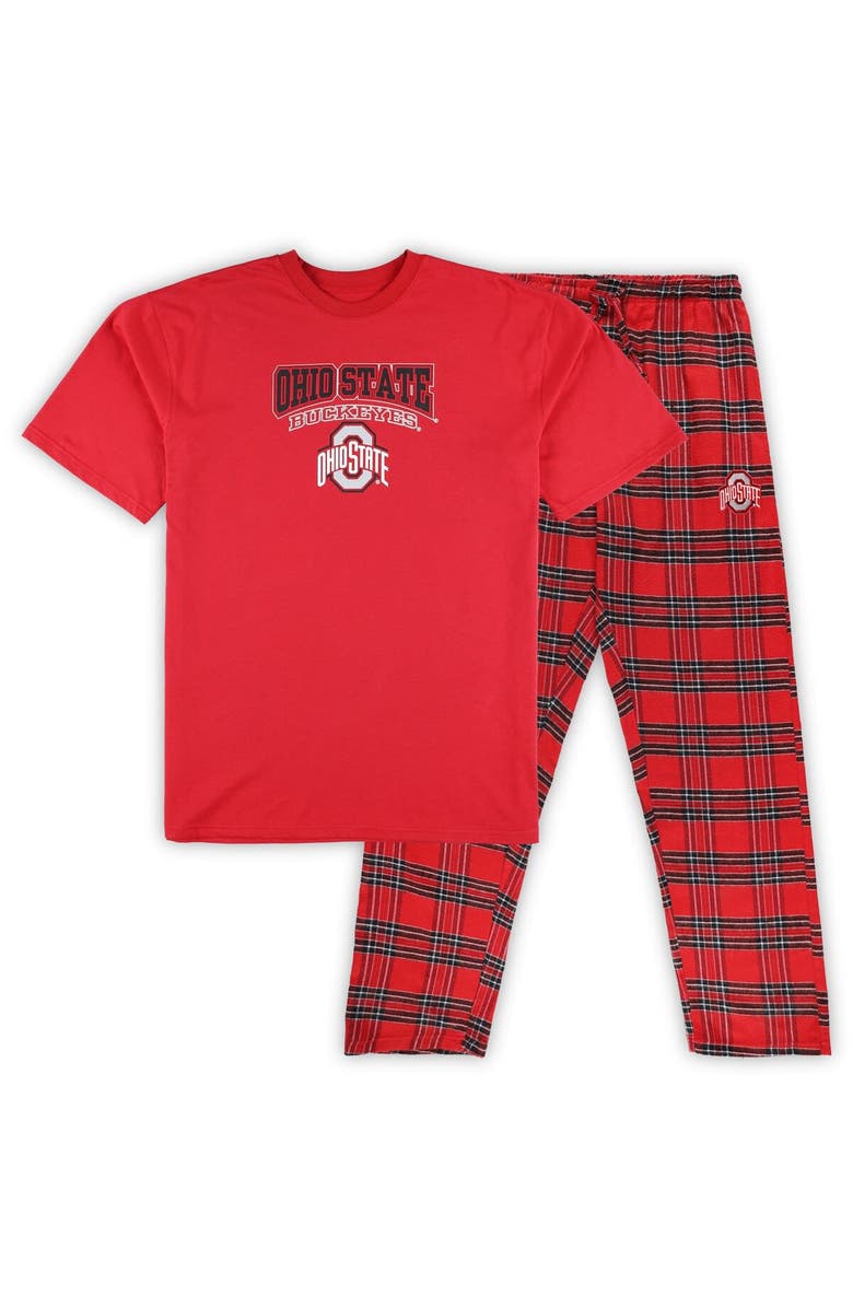 PROFILE Men's Profile Scarlet/Black Ohio State Buckeyes Big & Tall 2-Pack T-Shirt & Flannel Pants Set, Main, color, Scarlet