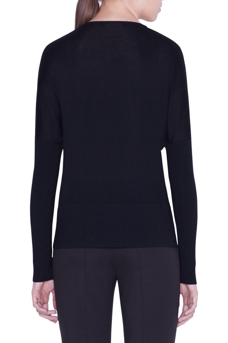 Studded V-Neck Merino Wool Sweater, Alternate, color, BLACK
