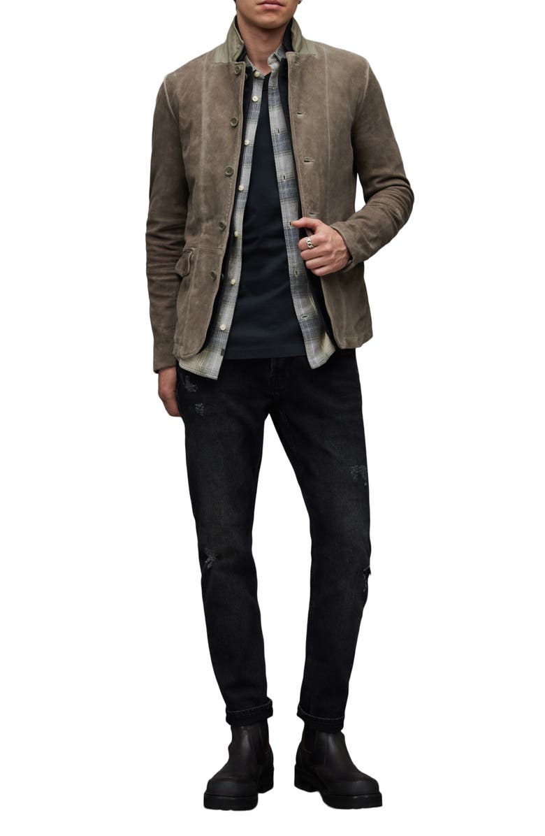 AllSaints Survey Double Layer Leather Blazer, Alternate, color, 