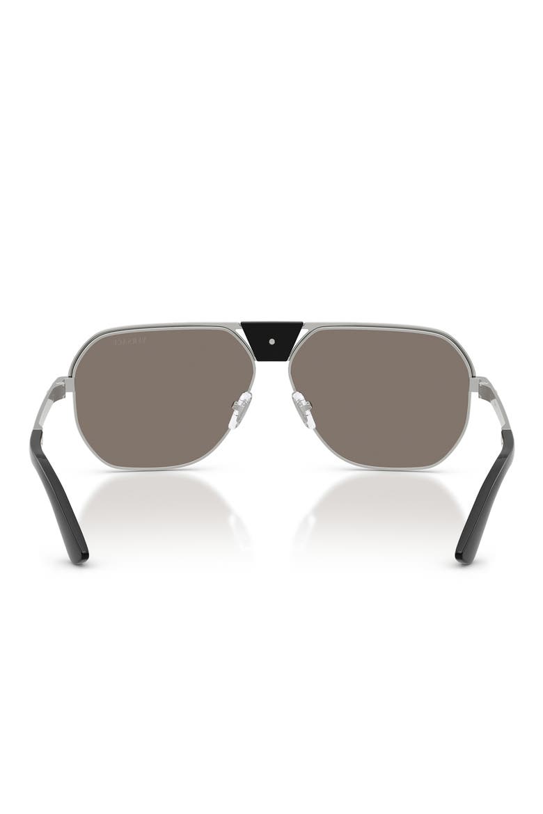 61mm Square Sunglasses, Alternate, color, SILVER / GREY MIRROR SILVER