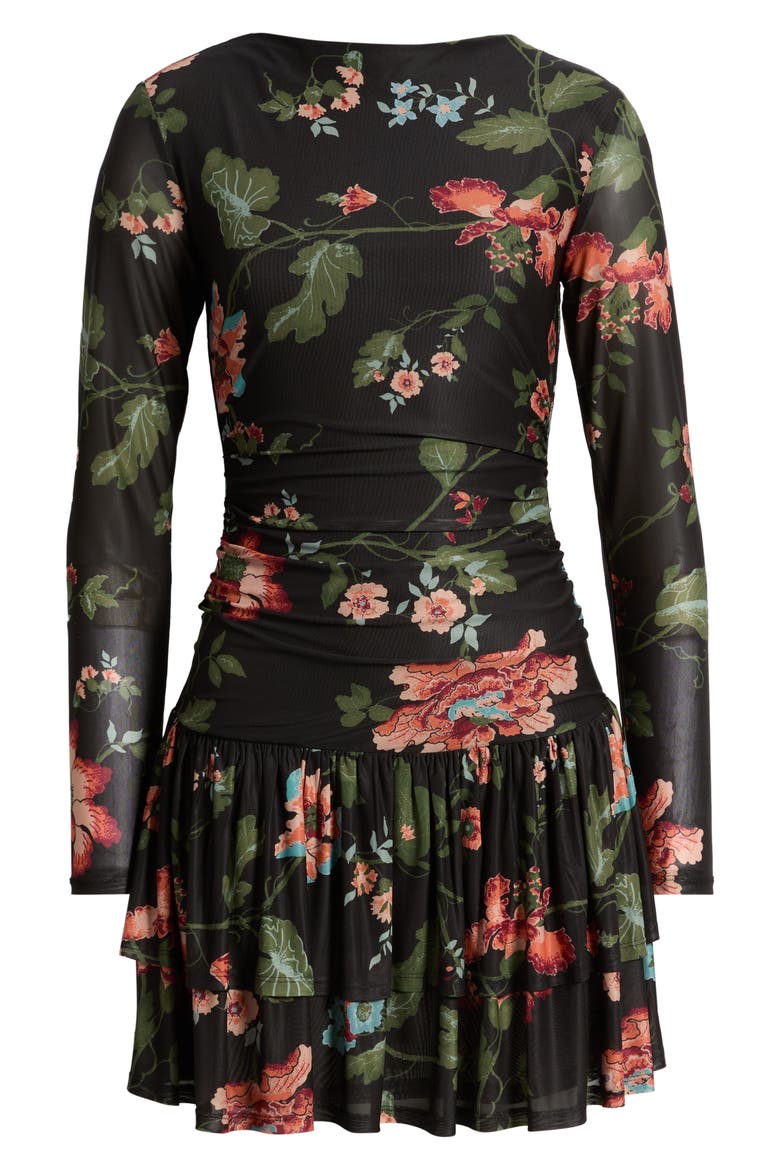 Winifred Floral Mesh Minidress, Alternate, color, CHANT DES FLEUR PRINT