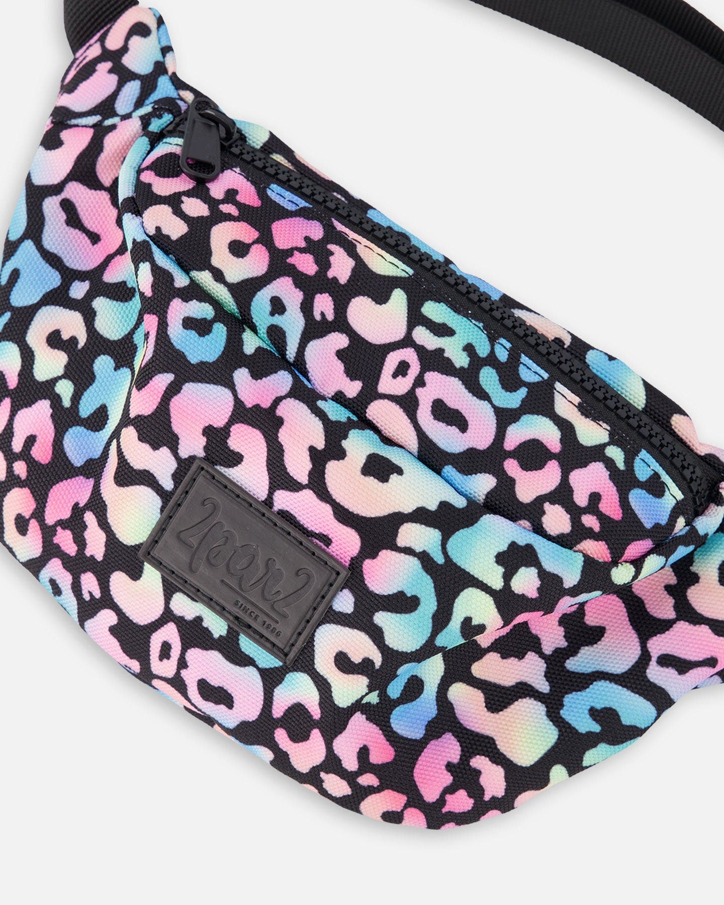 Deux par Deux Adjustable Straps Animal Fanny Pack, Alternate, color, Black Animal Print
