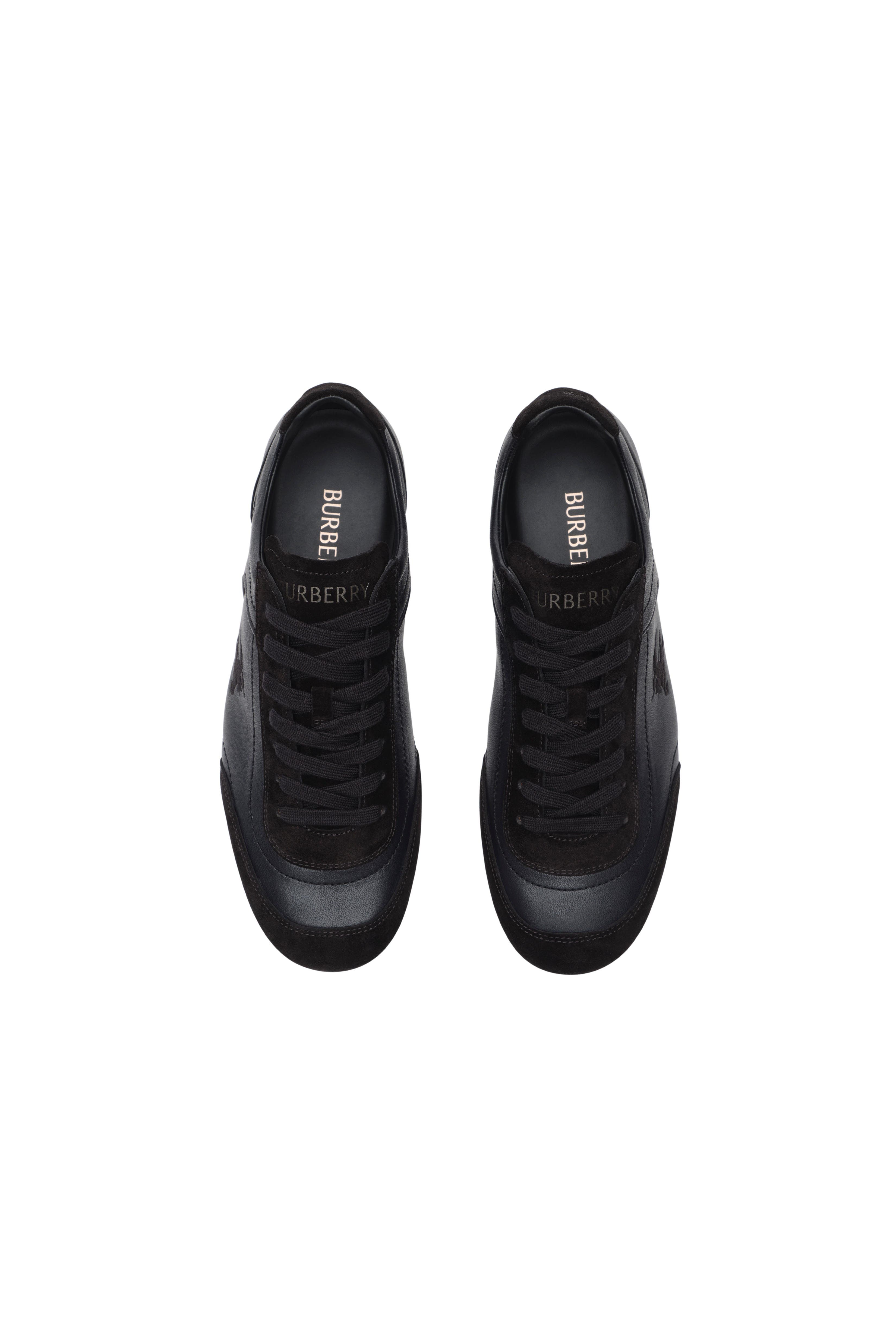 Burberry Leather Knight Runner Sneakers, Alternate, color, Black