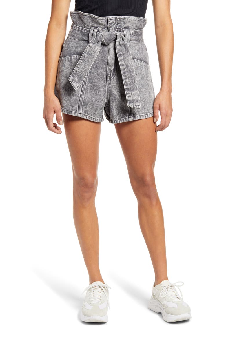 Paperbag Waist Denim Shorts, Main, color, FEARLESS