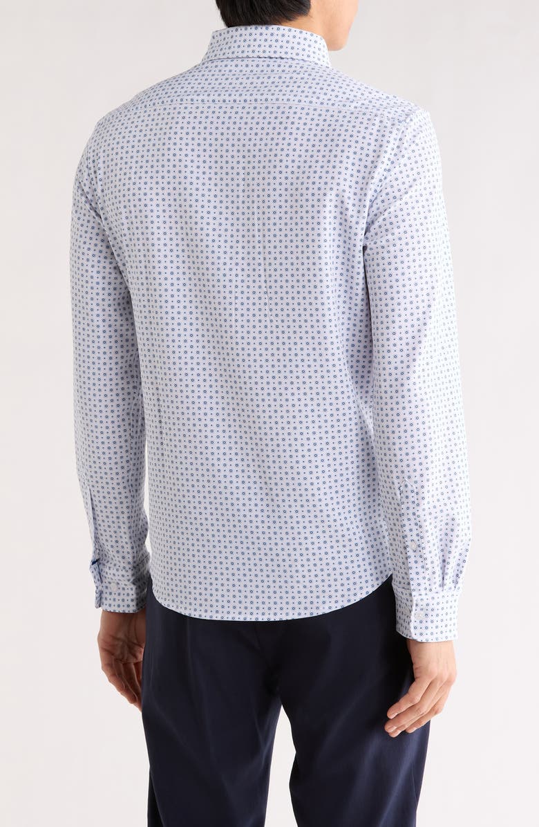 DENIM AND FLOWER Dot Print Dressy Tech Button-Up Shirt, Alternate, color, White