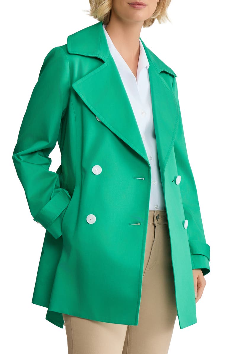 Jones New York Double Breasted Trench Coat, Alternate, color, Kelly