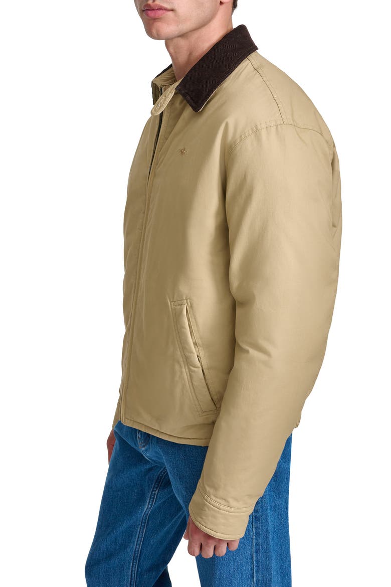 Padded Corduroy Collar Cotton Bomber, Alternate, color, HARVEST GOLD