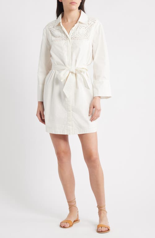 Cleobella Senara Long Sleeve Mini Shirtdress In White