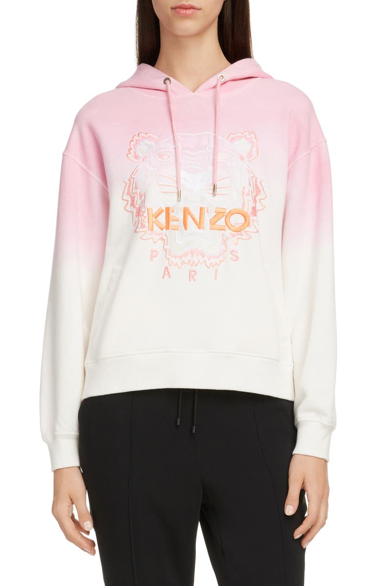 KENZO Dip Dye Tiger Logo Cotton Hoodie, Main, color, 