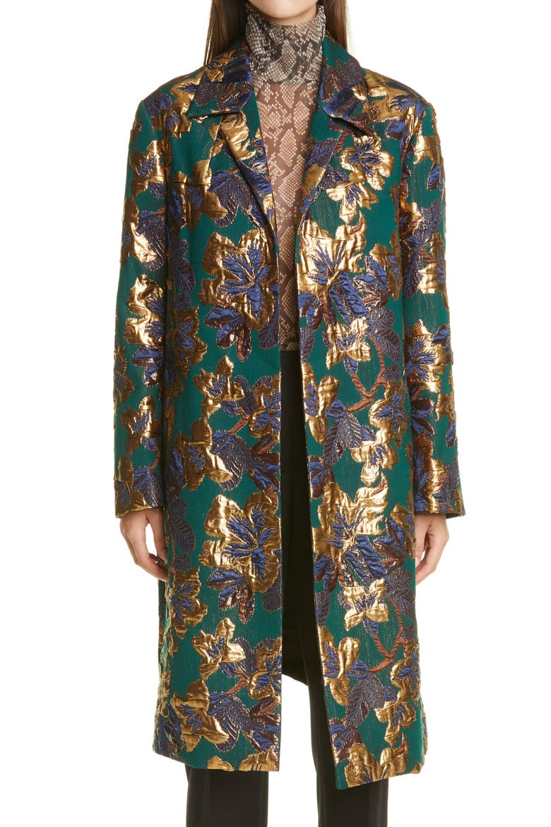 Rolta Matelassé Three-Quarter Coat, Main, color, BOTTLE
