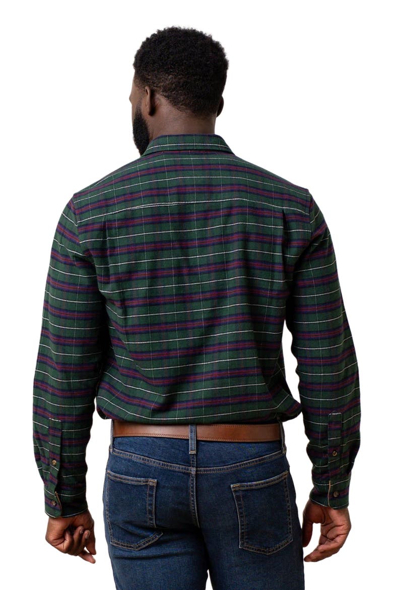 Men's Organic Flannel Shirt with Suede, Alternate, color, Merry Pine Plaid