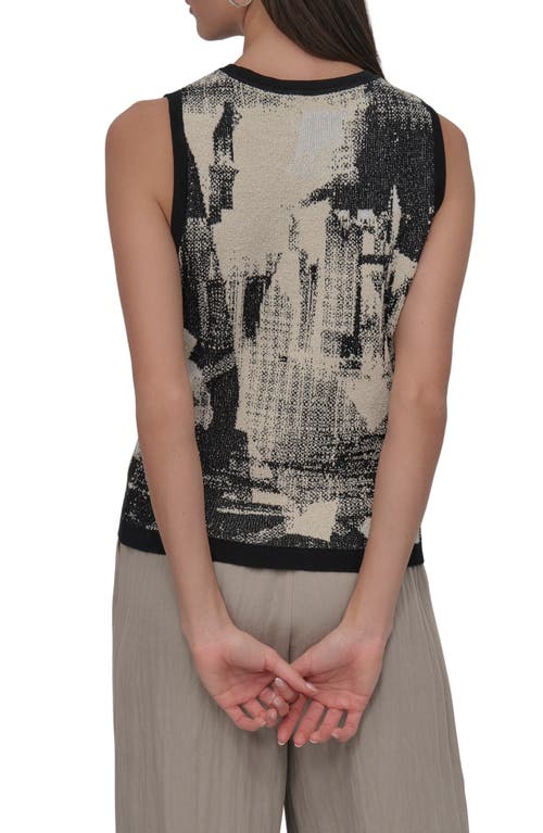 Shop Dkny Abstract Print Sleeveless Sweater In Skyline Collage