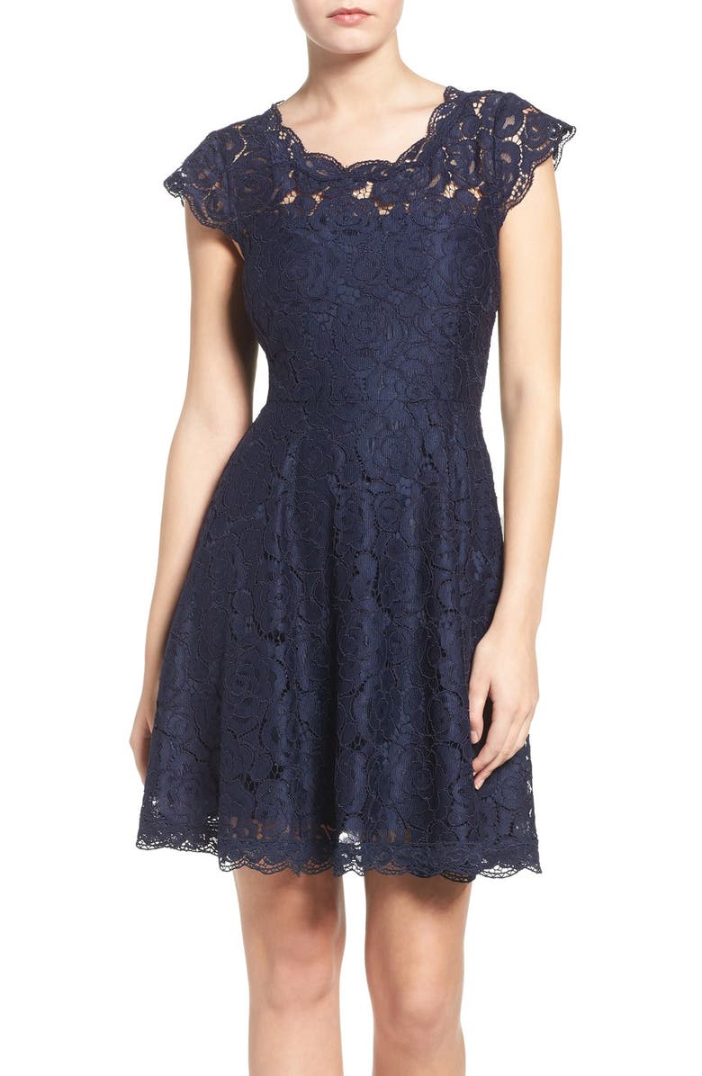 BB Dakota by Steve Madden BB Dakota Lace Fit & Flare Dress, Main, color,