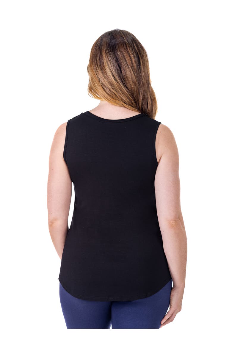 Petites V-Neck Tunic Tank Top with Round Hemline, Alternate, color, Black