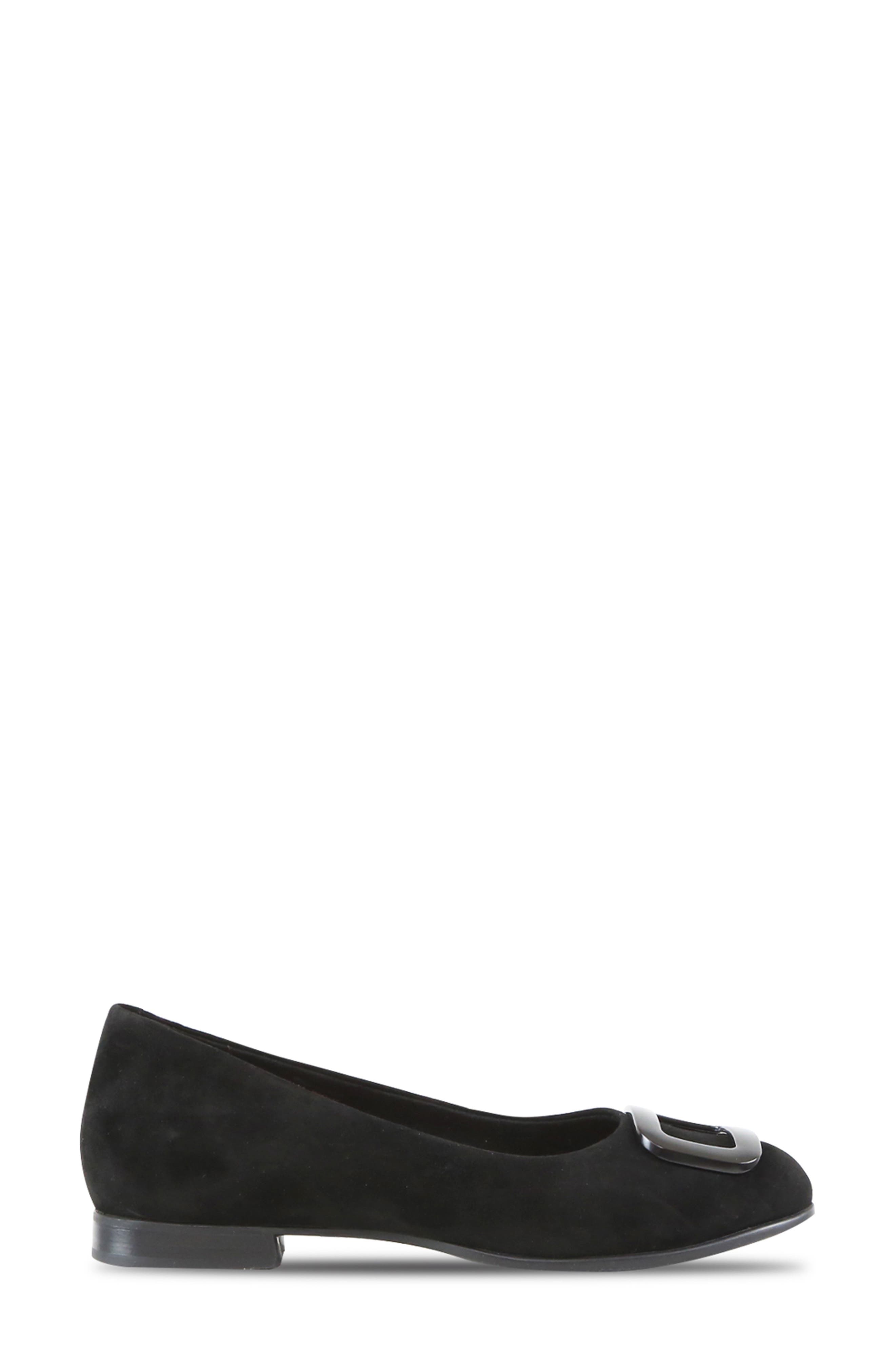 Gianna Buckle Flat, Alternate, color, BLACK SUEDE