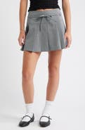 BP. Pleated Belted Plaid Minskirt