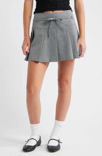 BP. Pleated Belted Plaid Minskirt