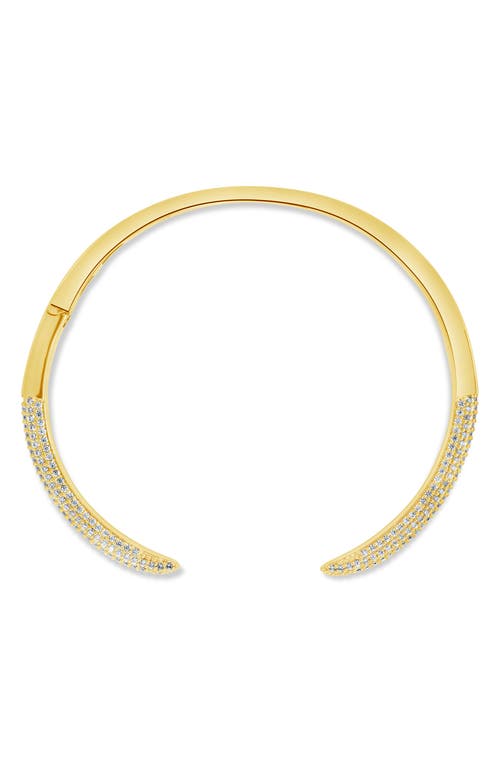 Sterling Forever Cz Open Spike Cuff Bracelet In Gold